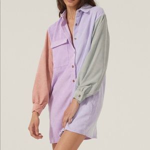Colorblock corduroy longline shirt dress | new with tags